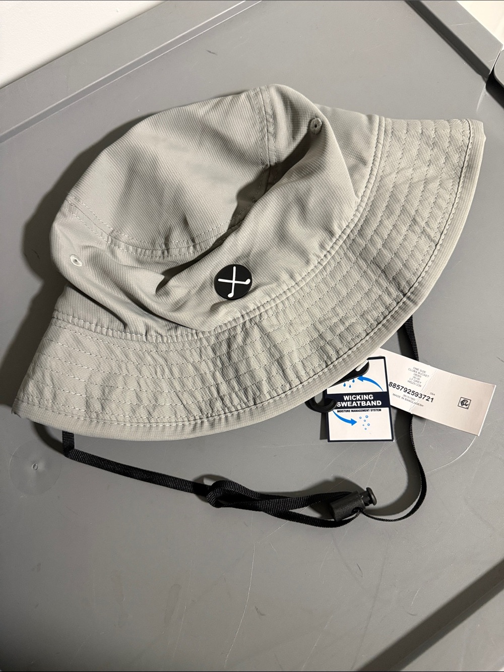 Light Gray Performance Bucket Hat with Chin Strap